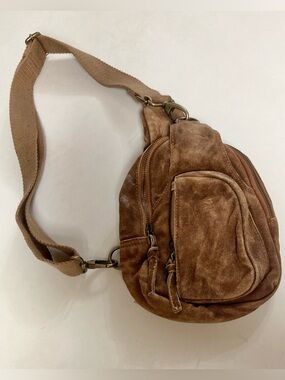 Free People Brown Suede Hudson Sling Bag